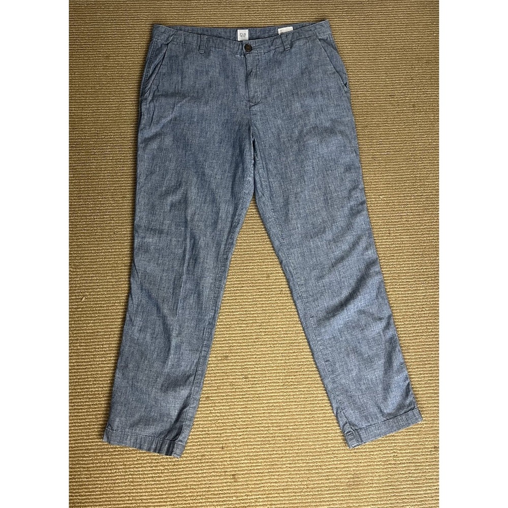 Gap‎ Girlfriend Khaki Chambray Woman's Pants Size 10 Blue 100% Cotton